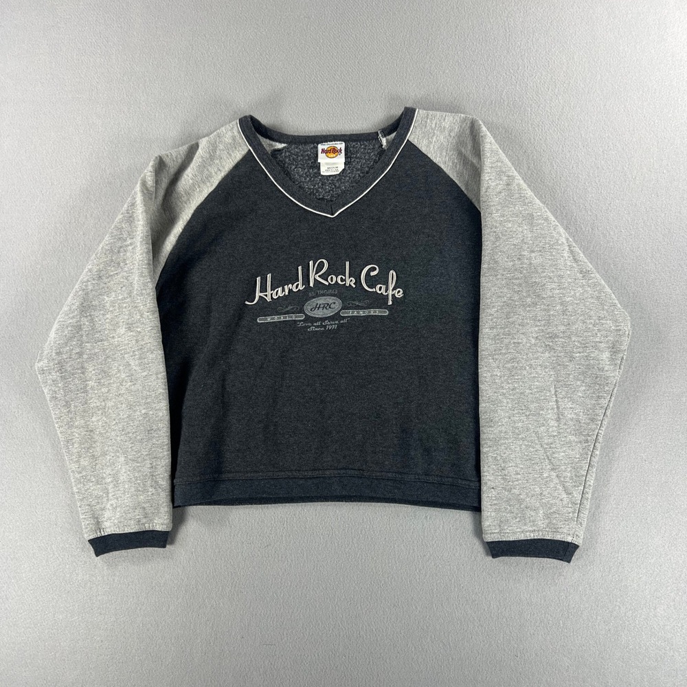 Vintage Y2K Hard Rock Cafe Crop Top Long Sleeve Womens Size Medium Made In USA